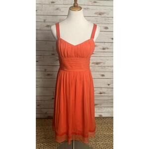 Tahari orange coquette silk gauzy chiffon A-line cocktail dress Size 12